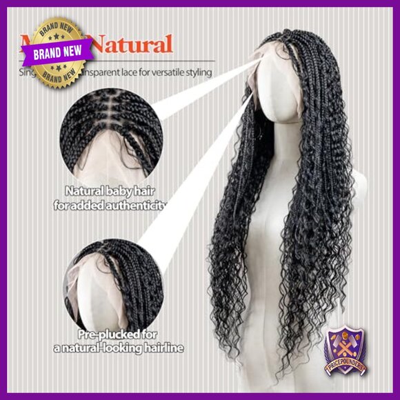 Micro Boho Box Braided Synthetic Wig Full Lace 360 Knotless 32 Inch main image 5